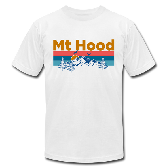 Mt Hood, Oregon T-Shirt - Retro Mountain & Birds Unisex Mt Hood T Shirt - white