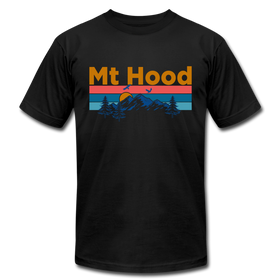 Mt Hood, Oregon T-Shirt - Retro Mountain & Birds Unisex Mt Hood T Shirt - black