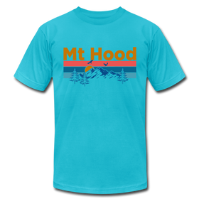 Mt Hood, Oregon T-Shirt - Retro Mountain & Birds Unisex Mt Hood T Shirt - turquoise