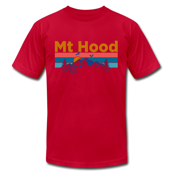 Mt Hood, Oregon T-Shirt - Retro Mountain & Birds Unisex Mt Hood T Shirt - red
