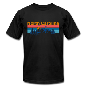 North Carolina T-Shirt - Retro Mountain & Birds Unisex North Carolina T Shirt - black