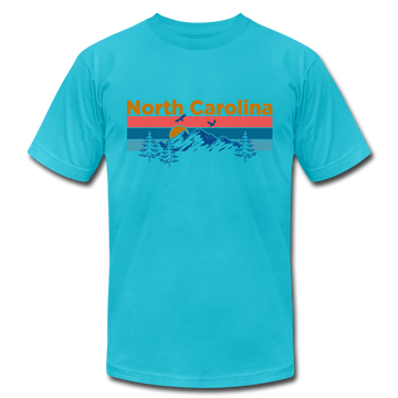 North Carolina T-Shirt - Retro Mountain & Birds Unisex North Carolina T Shirt - turquoise