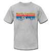 North Carolina T-Shirt - Retro Mountain & Birds Unisex North Carolina T Shirt - heather gray