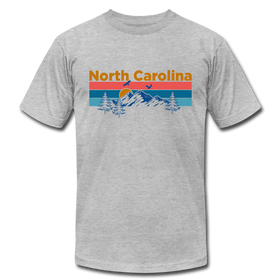 North Carolina T-Shirt - Retro Mountain & Birds Unisex North Carolina T Shirt - heather gray