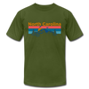 North Carolina T-Shirt - Retro Mountain & Birds Unisex North Carolina T Shirt - olive