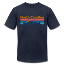 North Carolina T-Shirt - Retro Mountain & Birds Unisex North Carolina T Shirt - navy