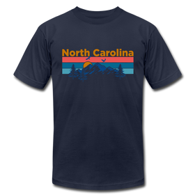 North Carolina T-Shirt - Retro Mountain & Birds Unisex North Carolina T Shirt - navy