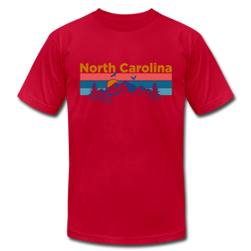 North Carolina T-Shirt - Retro Mountain & Birds Unisex North Carolina T Shirt - red