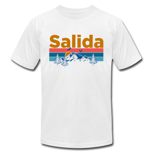 Salida, Colorado T-Shirt - Retro Mountain & Birds Unisex Salida T Shirt - white