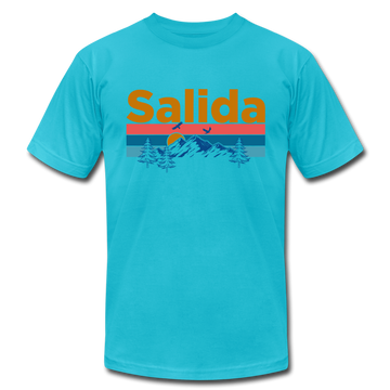 Salida, Colorado T-Shirt - Retro Mountain & Birds Unisex Salida T Shirt - turquoise