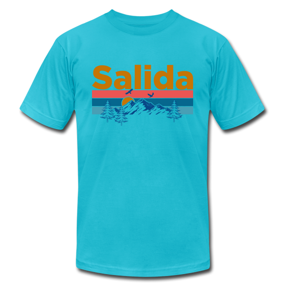 Salida, Colorado T-Shirt - Retro Mountain & Birds Unisex Salida T Shirt - turquoise