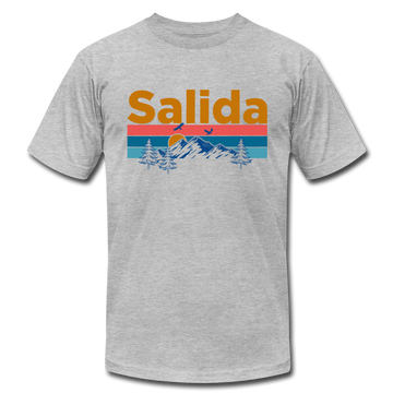 Salida, Colorado T-Shirt - Retro Mountain & Birds Unisex Salida T Shirt - heather gray