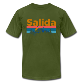 Salida, Colorado T-Shirt - Retro Mountain & Birds Unisex Salida T Shirt - olive
