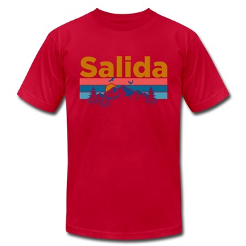 Salida, Colorado T-Shirt - Retro Mountain & Birds Unisex Salida T Shirt - red