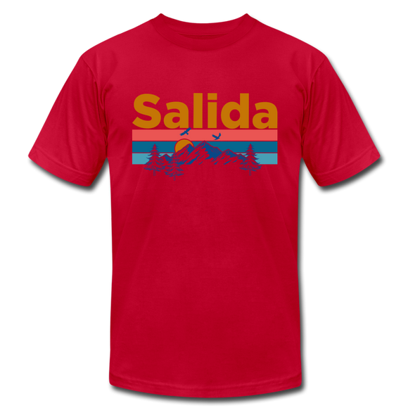 Salida, Colorado T-Shirt - Retro Mountain & Birds Unisex Salida T Shirt - red