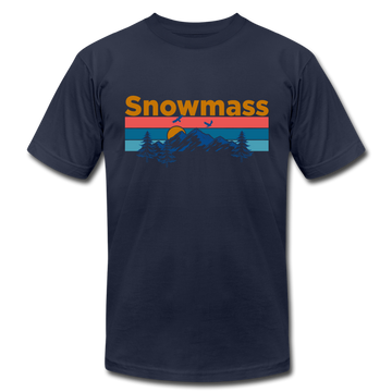 Snowmass, Colorado T-Shirt - Retro Mountain & Birds Unisex Snowmass T Shirt - navy