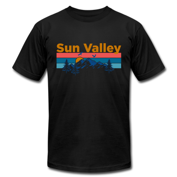 Sun Valley, Idaho T-Shirt - Retro Mountain & Birds Unisex Sun Valley T Shirt - black