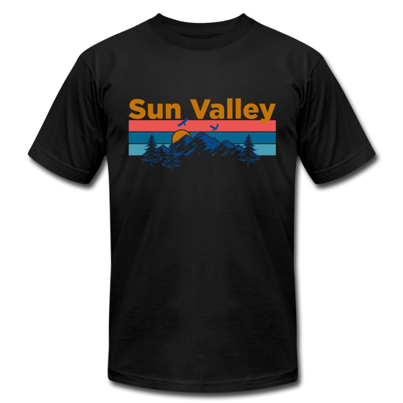 Sun Valley, Idaho T-Shirt - Retro Mountain & Birds Unisex Sun Valley T Shirt - black