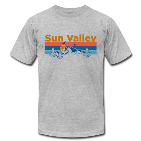 Sun Valley, Idaho T-Shirt - Retro Mountain & Birds Unisex Sun Valley T Shirt - heather gray