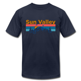 Sun Valley, Idaho T-Shirt - Retro Mountain & Birds Unisex Sun Valley T Shirt - navy