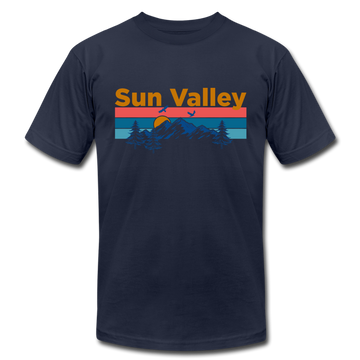 Sun Valley, Idaho T-Shirt - Retro Mountain & Birds Unisex Sun Valley T Shirt - navy