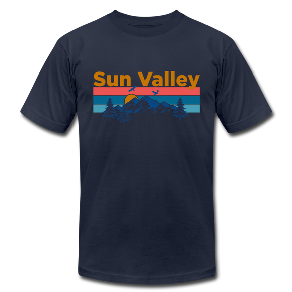 Sun Valley, Idaho T-Shirt - Retro Mountain & Birds Unisex Sun Valley T Shirt - navy