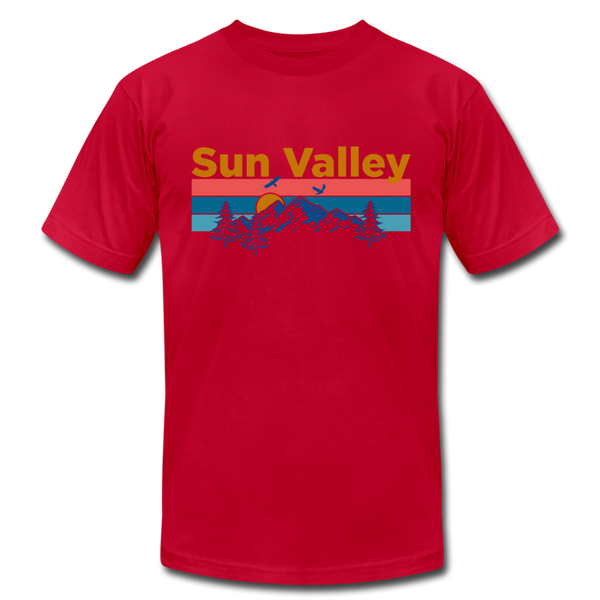 Sun Valley, Idaho T-Shirt - Retro Mountain & Birds Unisex Sun Valley T Shirt - red