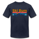 Ski Bum T-Shirt - Retro Mountain & Birds Unisex Ski Bum T Shirt - navy