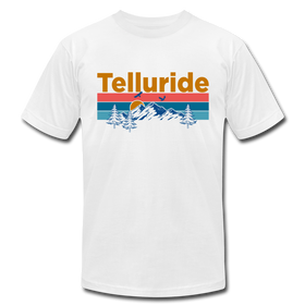 Telluride, Colorado T-Shirt - Retro Mountain & Birds Unisex Telluride T Shirt - white