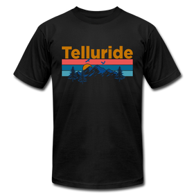 Telluride, Colorado T-Shirt - Retro Mountain & Birds Unisex Telluride T Shirt - black