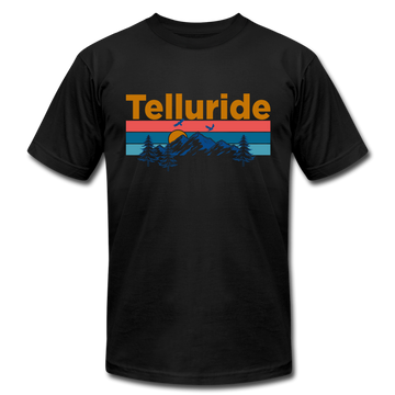 Telluride, Colorado T-Shirt - Retro Mountain & Birds Unisex Telluride T Shirt - black