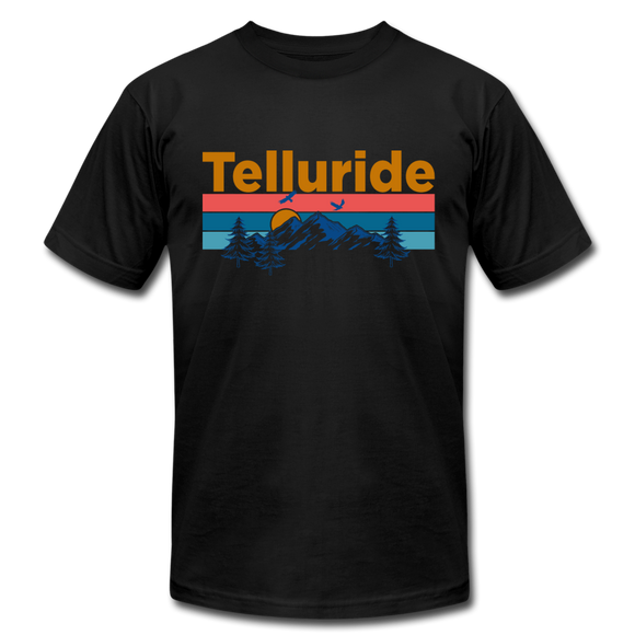 Telluride, Colorado T-Shirt - Retro Mountain & Birds Unisex Telluride T Shirt - black