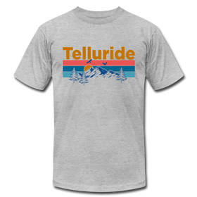 Telluride, Colorado T-Shirt - Retro Mountain & Birds Unisex Telluride T Shirt - heather gray