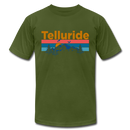Telluride, Colorado T-Shirt - Retro Mountain & Birds Unisex Telluride T Shirt - olive