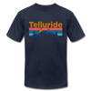Telluride, Colorado T-Shirt - Retro Mountain & Birds Unisex Telluride T Shirt - navy