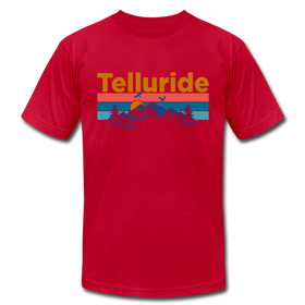 Telluride, Colorado T-Shirt - Retro Mountain & Birds Unisex Telluride T Shirt - red