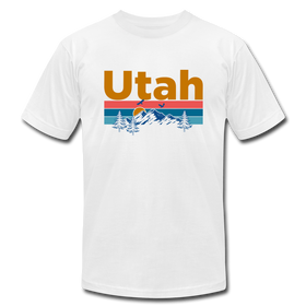 Utah T-Shirt - Retro Mountain & Birds Unisex Utah T Shirt - white