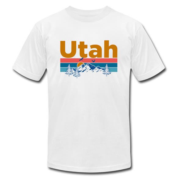 Utah T-Shirt - Retro Mountain & Birds Unisex Utah T Shirt - white