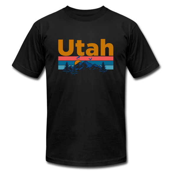 Utah T-Shirt - Retro Mountain & Birds Unisex Utah T Shirt - black