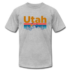 Utah T-Shirt - Retro Mountain & Birds Unisex Utah T Shirt - heather gray