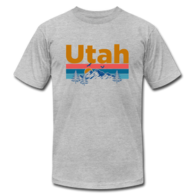 Utah T-Shirt - Retro Mountain & Birds Unisex Utah T Shirt - heather gray