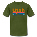 Utah T-Shirt - Retro Mountain & Birds Unisex Utah T Shirt - olive