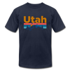 Utah T-Shirt - Retro Mountain & Birds Unisex Utah T Shirt - navy