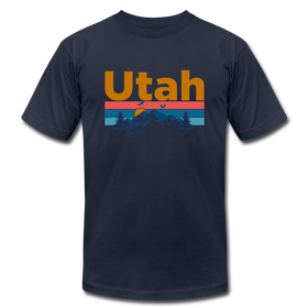 Utah T-Shirt - Retro Mountain & Birds Unisex Utah T Shirt - navy