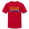 Utah T-Shirt - Retro Mountain & Birds Unisex Utah T Shirt - red