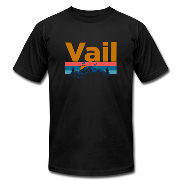 Vail, Colorado T-Shirt - Retro Mountain & Birds Unisex Vail T Shirt - black