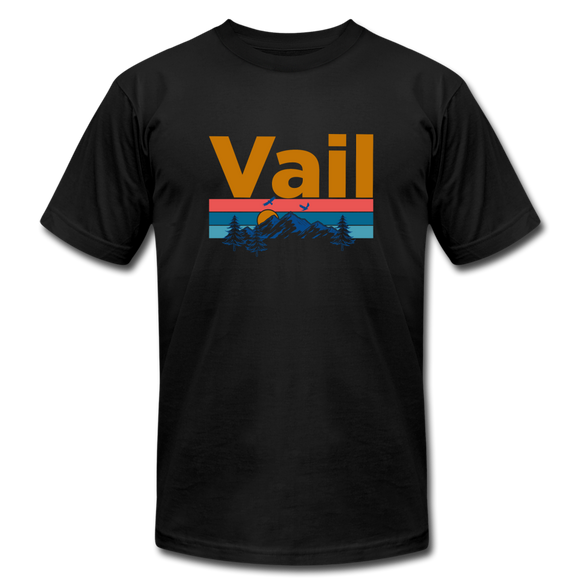 Vail, Colorado T-Shirt - Retro Mountain & Birds Unisex Vail T Shirt - black