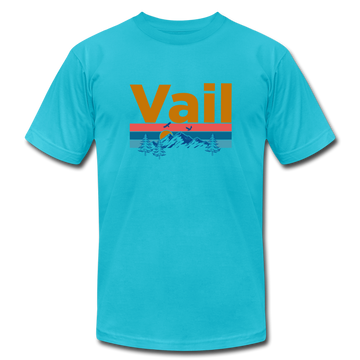 Vail, Colorado T-Shirt - Retro Mountain & Birds Unisex Vail T Shirt - turquoise