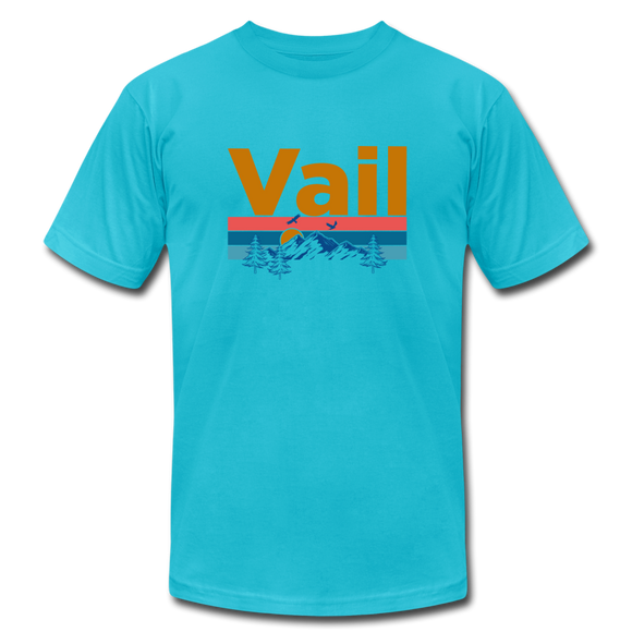 Vail, Colorado T-Shirt - Retro Mountain & Birds Unisex Vail T Shirt - turquoise
