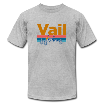 Vail, Colorado T-Shirt - Retro Mountain & Birds Unisex Vail T Shirt - heather gray